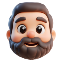 Smiling Cartoon Man with Beard Emoji in 3D Isolated on White Background png