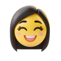 Smiling 3D Rendered Emoji Woman Character Isolated on Clean White Background png