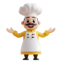 Joyful Chef Character in White Uniform Gesturing Thumbs Up on Clean White Background png