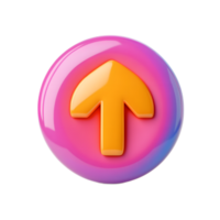 Bright Colorful 3D Rendered Up Arrow Button Icon on White Background png