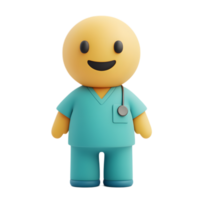 Cheerful 3D Rendered Scrubs Uniform Emoji Character Isolated on White Background png