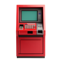 Automated Cash Withdrawal ATM Machine with Red and Green Interface png