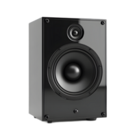 Black Minimalist 3D Rendered Isolated Low Volume Speaker Device for Audio and Multimedia png