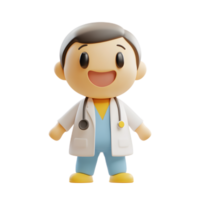 Friendly 3D Rendering of Smiling Healthcare Consultant Emoji Isolated on White Background png