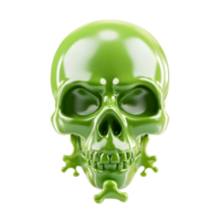 Glossy Green 3D Skull Toxic Symbol Emoji Isolated on White Background png