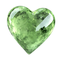 Green Translucent Heart Shaped Gemstone 3D Render On White Background png