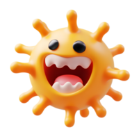 Cute Smiling Microbe Emoji 3D Render Isolated on White Background png