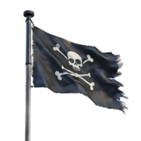 Dark Pirate Flag with Skull and Crossbones Isolated on White Background png