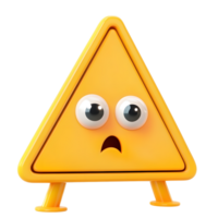 Cute 3D Render of Warning Triangle Symbol on White Background png