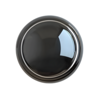Closeup Shot of Shiny Black Round Button on Minimal Studio Background png