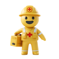 emoji stile 3d rendere di emergenza responder personaggio isolato su bianca sfondo png