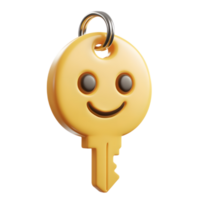 Shiny 3D Rendered Smiling Key Emoji Isolated on White Background png