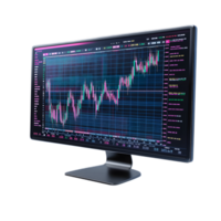 Online Trading Visualization on Computer Monitor Screen png