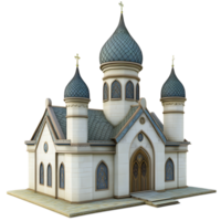 Ornate Orthodox Christian Cathedral with Domed Towers and Crosses png