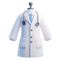 Minimalist 3D Rendered Lab Coat Emoji Icon on White Background png