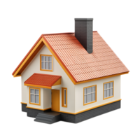 Miniature Model of a Cozy Residential Home with Orange Tiled Roof and Chimney png