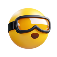 Protective Goggles Emoji 3D Render Isolated on White Background png