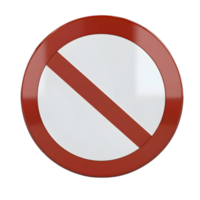 No Entry Sign Prohibited Symbol with 3D Rendering on White Background png