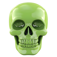 Neon Green Toxic Skull Emoji 3D Render Isolated on White Background png