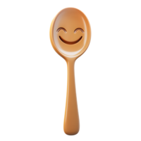 Smiling Spoon Emoji 3D Render on White Background png