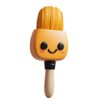 Smiling 3D Rendered Paintbrush Emoji Isolated on White Background png