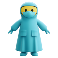 Stylized 3D Render of Medical Isolation Gown Emoji Figure on White Background png