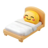Smiling Bed Emoji 3D Render Isolated on White Background png
