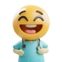 Smiling Surgeon Emoji Operating in Isolated 3D Render png