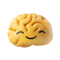 Smiling Brain Emoji 3D Render on White Background png