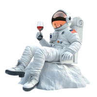 Astronaut Enjoying a Glass of Wine on the Surface of Mars png