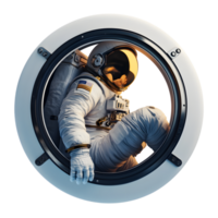 Astronaut Gazing Through Spacecraft Window During Space Mission png