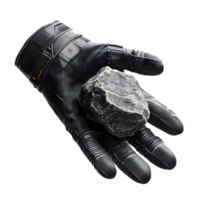 Astronaut Gloves Holding Extraterrestrial Rock Sample in Futuristic Space png