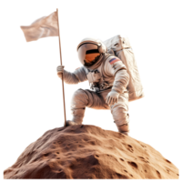 Astronaut Planting Flag on Alien Planet Exploring New Frontiers png