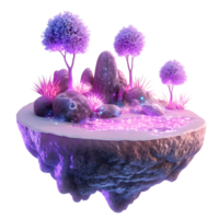 Enchanting Floating Alien Landscape with Vibrant Colorful Trees Mushrooms and Surreal Organic Elements png