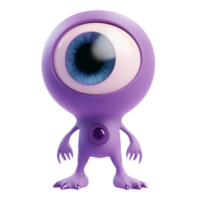 Kawaii Cyclops Alien with One Large Adorable Eye in Vibrant Purple Color png