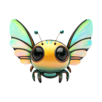 Vibrant Kawaii Insectoid Alien with Colorful Iridescent Wings and Quirky Adorable Expression png