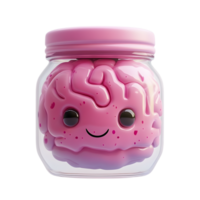 Kawaii Floating Alien Brain in a Jar Quirky Conceptual Science Display png