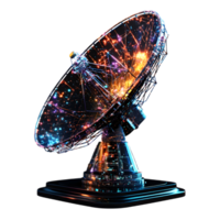 Glowing Deep Space Radio Signal Visualization With Satellite Antenna and Galaxy Backdrop png