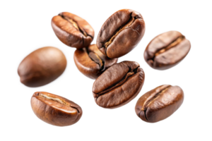 Coffee Beans Falling in Air Closeup Studio Shot png