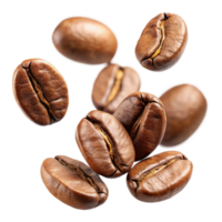 3d Coffee Beans Falling in Air Close up png