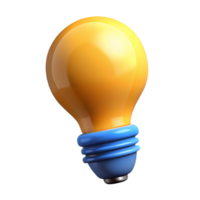 A 3D Render of a Yellow Light Bulb with a Blue Base Excellent for Creativity Innovation and Ideas png