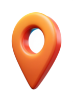 3D Render of a Glossy Orange Location Pin Marker Icon for Maps and Navigation png