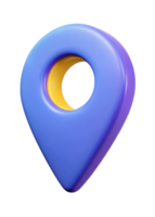 3D Render of a Glossy Blue and Yellow Location Pin Icon on Black Background png
