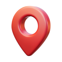 A 3D rendering of a red location marker pin icon, glossy and smooth, perfect for maps and navigation apps png