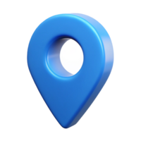 A 3D Render of a Glossy Blue Map Marker Location Icon Pin Pointer png