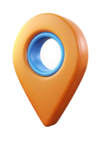 3D Render of an Orange and Blue Location Map Pointer Icon png