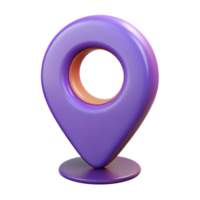 3D Render of a Purple Location Pin Icon with Orange Inner Circle on a Stand png