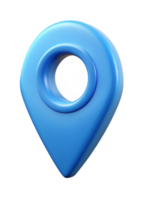 A 3D Render of a Glossy Blue Location Marker Icon for Navigation and Maps png