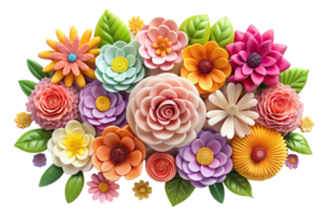 Vibrant and Colorful 3D Render of a Lush Spring Flower Bouquet png