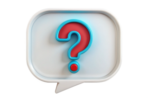 3D Render of a Question Mark in a Speech Bubble A Colorful and Playful Design Element png